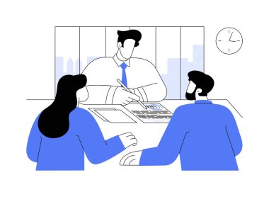 İzole edilmiş karikatür vektör çizimleri imzalıyor. Gülümseyen adam yeni finansal sözleşme imzalıyor, iş birliği, başarılı girişimcilik anlaşması, iş anlaşması vektör karikatürü.