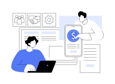 Payroll processing isolated cartoon vector illustrations. Man using software to automate business processes, IT technology, data transfer, machine learning, receive payment vector cartoon.