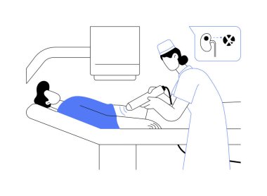 Üretral taşların tedavisi soyut konsept vektör çizimi. Doktor invazif olmayan ekstrakporeal şok dalgası litopsi, böbrek taşı tedavisi, üroloji sektörü soyut metaforu ile ilgileniyor..