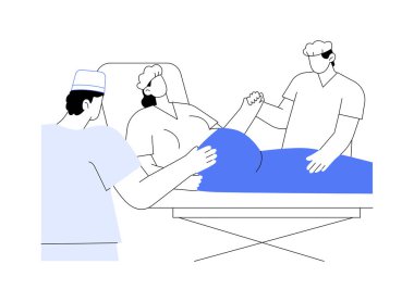 Doğum partneri soyut konsept vektör çizimi. Hamile bir kadının partneriyle doğum yapması, jinekoloji sağlık hizmetleri, çalışma süreci, doğum hastanesi soyut metaforu..