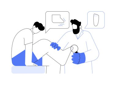 Atletler ayak masajı soyut konsept vektör çizimi. Dermatolog sporcu ayak tedavisi, ayak hastalıkları, ayak hastalıkları, cilt bakımı, mantar hastalıkları ile ilgilenir..