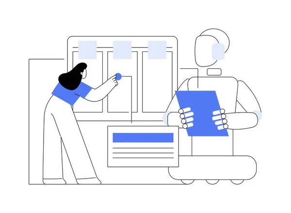 Müşteri Hizmetleri Robotları Karikatür Vektör Çizimlerini Izole Etti Dijital Robot — Stok Vektör