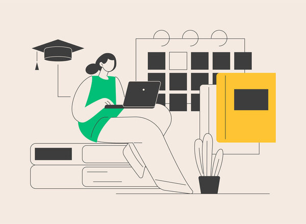 Индивидуальное обучение абстрактная концептуальная векторная иллюстрация. Обучение в реальном масштабе времени, собственный темп, гибкий процесс, индивидуальный план обучения, счастливый студент, абстрактная метафора.