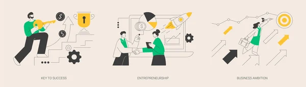 Business Success Abstract Concept Vector Illustration Set Key Success Entrepreneurship — Stock Vector