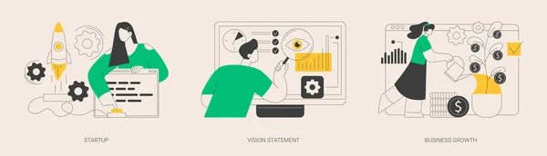 Business Idea Astratto Concetto Vettore Illustrazione Set Lancio Startup Vision — Vettoriale Stock