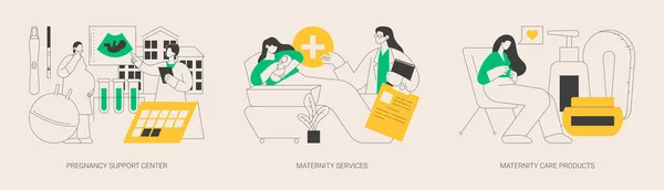 Set Illustrazione Vettoriale Concetto Astratto Maternità Centro Supporto Alla Gravidanza — Vettoriale Stock