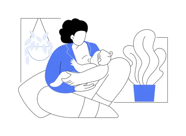 Breastfeeding Isolated Cartoon Vector Illustrations Mom Breastfeeding Her Baby Happy — Stock Vector