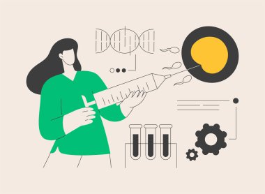 Yapay üreme soyut konsept vektör çizimi. Üreme, tüp bebek hizmetinde, yapay döllenme, kısırlık yardımı, üreme teknolojisi soyut metafor.