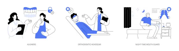 Aparelho Ortodôntico Removível Conceito Abstrato Conjunto Ilustração Vetorial Ortodontista Define — Vetor de Stock
