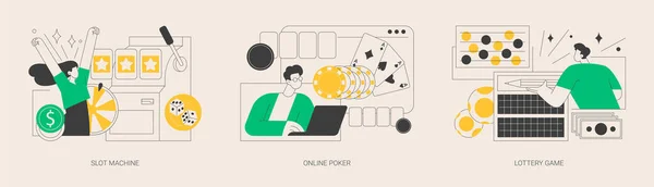 Набор Абстрактных Векторных Иллюстраций Игорного Клуба Игровой Автомат Онлайн Покер — стоковый вектор