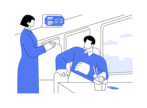 Biljettkontrollant Abstrakt Koncept Vektor Illustration Tågarbetare Som Kontrollerar Passagerarbiljetter Stadstransporttjänster — Stock vektor