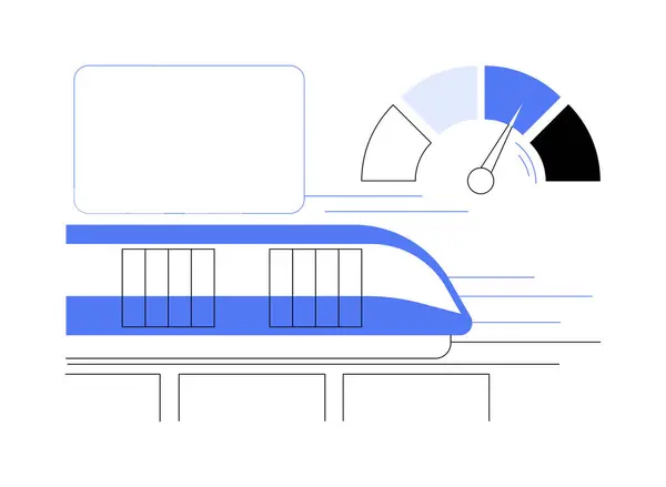 High speed train abstract concept vector illustration. Group of people riding a magnet-powered train, urban transportation, public transport, inter-city express, fast vehicle abstract metaphor.