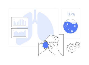 Smartwatch kan oksijeni seviyesi izole edilmiş vektör çizimlerini izliyor. İnsan doygunluk seviyesini akıllı izleme, dijital kan oksijen ölçümü, mobil teknoloji vektör karikatürü kullanarak kontrol eder.