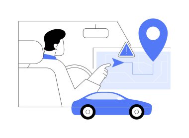 Route information isolated cartoon vector illustrations. Car driver getting real-time information gathered from online services about traffic conditions, smart city idea vector cartoon.