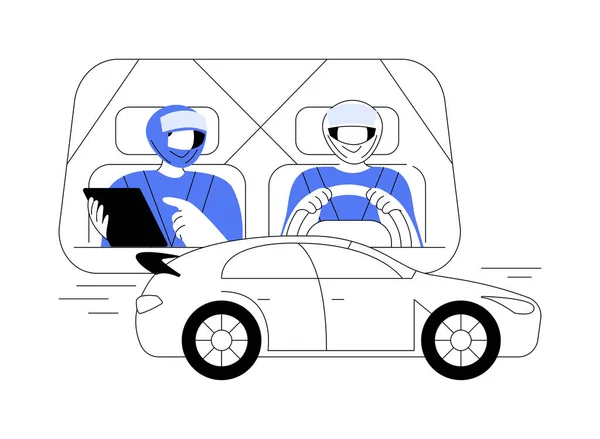 Yardımcı Sürücü Soyut Konsept Vektör Çizimi Koltuktaki Yardımcı Sürücüye Konuşan — Stok Vektör