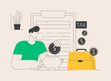 Şirket gelir vergisi, soyut konsept vektör illüstrasyonunu geri getiriyor. Şirket gelir iade formu, şirket muhasebesi, vergi hazırlama, finansal faaliyet, kurumsal vergilendirme soyut metaforu.