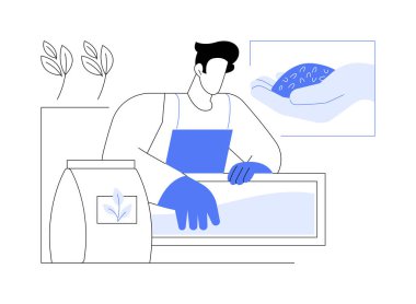 Kimyasal gübre üretimi karikatür vektör çizimlerini izole etti. Çiftçi fosfor ve potasyum, azot kullanımı, tarım endüstrisi, tarımsal girdi sektörü karikatürü ile ilgilenir.