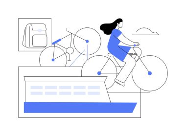 Gezginler için feribot tesisleri soyut konsept vektör çizimleri. İnsanlar feribotlara, ticari su taşımacılığına, deniz taşımacılığına, turizm fikrine, soyut metafora biniyorlar..