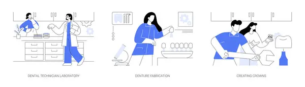 Dental Technician Abstract Concept Vector Illustration Set Dental Technician Laboratory — Stock Vector