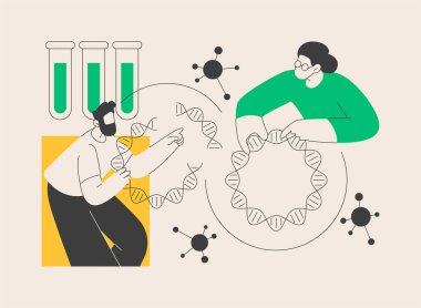 Gen terapisi soyut konsept vektör çizimi. Genetik kanser tedavisi, gen aktarım terapisi, rejeneratif tıp, onkolojide deneysel yaklaşım, hastalığın soyut metaforunu önlemek.