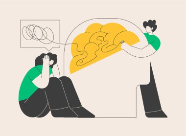 Soyut konsept vektör çizimi. Psikolojik manipülasyon metodu, zihinsel dengesizlik, bilişsel uyumsuzluk yaratma, değişen inançlar, çelişkili soyut metafor.