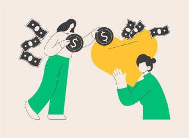 Hayırseverlik soyut konsept vektör çizimi. Özel girişim, cömertlik, bağış fonu, para hediyesi, finansal destek, kamu sorununu çözme, sosyal hayırseverlik soyut metafor.