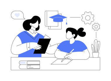 Tutor isolated cartoon vector illustrations. Smiling woman works as a private tutor, teacher helping a kid with homework, homeschooling idea, small business, freelance job vector cartoon.