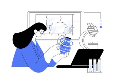 Archeology isolated cartoon vector illustrations. Young student archaeologist works with old animal bones, explore heritage, socio-cultural science, paleontology research vector cartoon.