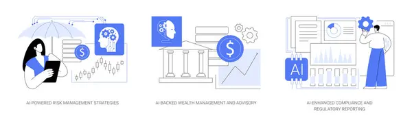 Boekhouding Financieel Beheer Met Abstract Concept Vector Illustratie Set Risicobeheerstrategieën — Stockvector