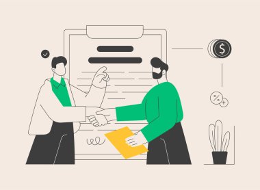 Ümit verici not soyut konsept vektör çizimi. Ticari kağıt formu, basit kredi anlaşması, ödeme vaadi, finansman kaynağı, yasal belge, talep ödemesi, öğrenci kredisi soyut metafor.