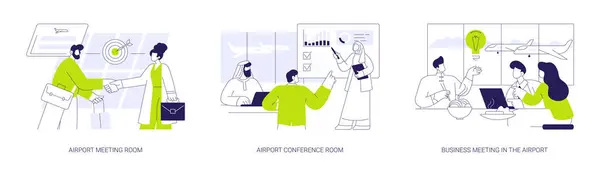 Business Meeting Airport Abstract Concept Vector Illustration Set Airport Meeting — Stockový vektor