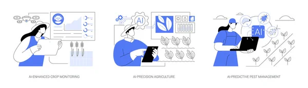 Agriculture Abstract Concept Vector Illustration Set Monitoreo Cultivos Mejorado Con — Vector de stock