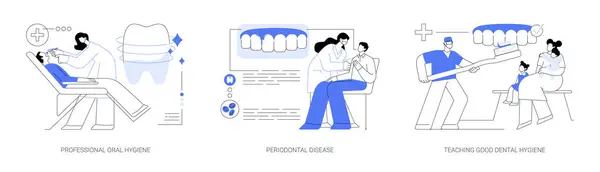 Conjunto Ilustrações Vetor Conceito Abstrato Higienista Dental Higiene Oral Profissional — Vetor de Stock