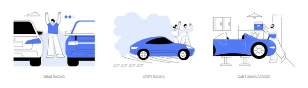 Street Racing Astratto Concetto Vettore Illustrazione Set Drag Racing Competition — Vettoriale Stock
