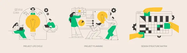 Proyecto Ciclo Vida Concepto Abstracto Vector Ilustración Conjunto Planificación Proyectos — Vector de stock