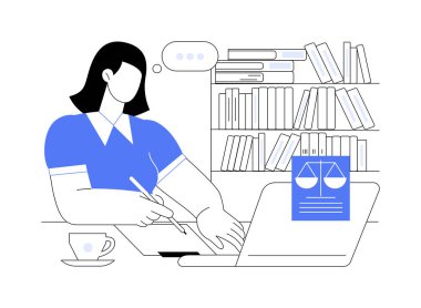 Prepare legal documents isolated cartoon vector illustrations. Paralegal specialist writing contract using laptop, patent application, business documentation, legal service vector cartoon.