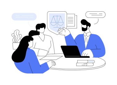 Provide legal advice isolated cartoon vector illustrations. Business partners consulting with a professional lawyer, legal service and advice, intellectual property idea vector cartoon.
