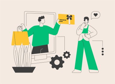 İnteraktif reklam soyut konsept vektör çizimi. Müşteri ilişkileri analizleri, etkili pazarlama hizmeti, etkileşimli medya iletişimi, çevrimiçi ürün tanıtımı soyut metafor.