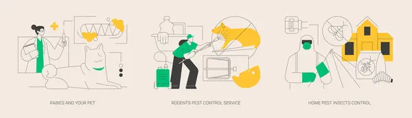 Pest Removal Abstract Concept Vector Illustration Set Rabies Your Pet — Stock Vector