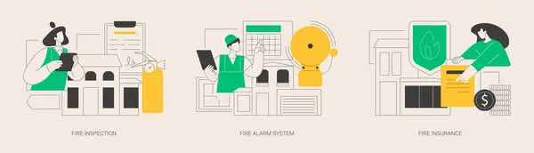 Zapobieganie Pożarom Abstrakcyjny Zestaw Ilustracji Wektor Koncepcji Kontrola Pożarowa System — Wektor stockowy
