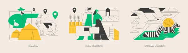 Zmiana Miejsca Zamieszkania Abstrakcyjny Zestaw Ilustracji Wektor Koncepcji Nomadyzm Migracja — Wektor stockowy