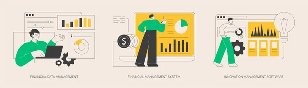 业务发展抽象概念向量图集 财务管理 创新协作软件 企业预算规划 数据报告 风险管理抽象隐喻 — 图库矢量图片
