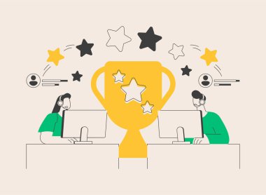 E-spor turnuvası soyut konsept vektör çizimi. Esports turnuvası yayını, oyun resmi etkinliği, esports şampiyonluğu, oyun arenası, e-spor hayran desteği soyut metaforu.