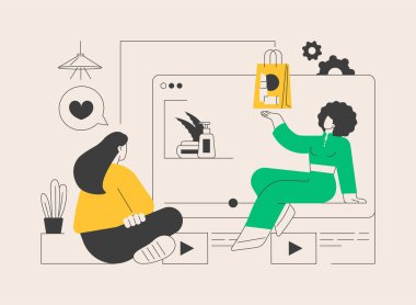 Güzellik blogcusu soyut konsept vektör çizimi. Günlük içeriği, ev yapımı video üretimi, güzellik danışmanı, makyaj tavsiyesi, uyuşturucu ve kozmetik incelemesi, nasıl yapılacağı hakkındaki talimatlar soyut metafor.