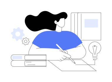 Brainstorming isolated cartoon vector illustrations. Student girl thinking and preparing for exams, educational process, college choice, school graduate, information researching vector cartoon.