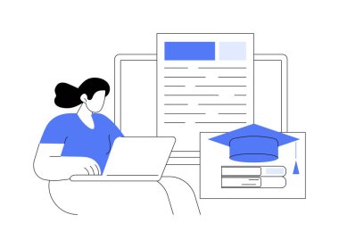 Writing application essay isolated cartoon vector illustrations. School graduate writes an essay for college admission, educational process, future student lifestyle vector cartoon.