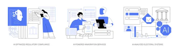 Government Management Abstract Concept Vector Illustratie Set Optimized Regulatory Compliance — Stockvector