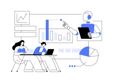 AI-Powered Advanced Data Processing abstract concept vector illustration. Data Analysis. Automate advanced complex statistical analysis with AI tools. AI Technology. abstract metaphor. clipart