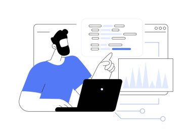 DevOps bulut mühendisi karikatür vektör çizimleri. Uzman bulut ağı, bilişim teknolojisi, veri tabanı işçisi, kenar hesaplama, servis güvenilirliği, programlama vektör karikatürü geliştirir..