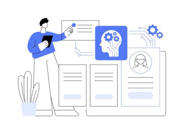 AI-Kehanet Çalışanı Retention soyut konsept vektör çizimi. İnsan Kaynakları. Potansiyel çalışan değişimlerini, proaktif tutma stratejilerini tahmin et. AI Teknoloji. soyut metafor.